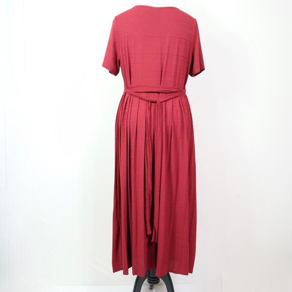 ASOS Size 14 Textured Button V-neck Dress MaxiTie Waist Rust Red - Picture 6 of 12